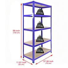 Warehouse 5 Tier Racking Shelf Heavy Duty Steel Garage Shelving Unit 150x70x30cm - DTGS12BU01157001 - View 10