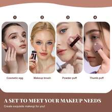 BS-MALL Professional Kabuki Brush Makeup Sponge Powder Puff Set, High Density Foundation Blending Tool - Brown - View 5