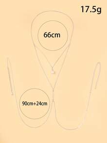 1pc Minimalist Back Drop Necklace, Simple Water Drop Pearl Long Body Accessory, Formal Nightclub Outfit Jewelry, Backless Evening Gown Accessory - Rhinestone - View 5