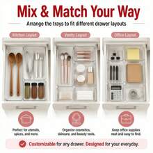 Kotak Penyimpanan Laci Plastik Transparan Besar - Nampan Pengatur Laci Kamar Mandi Akrilik - Pembagi Laci Dapur Heavy Duty untuk Peralatan Masak - Kotak Makeup Anti-Slip, Kotak Penyimpanan Meja dan Kamar Tidur - Clear - View 8