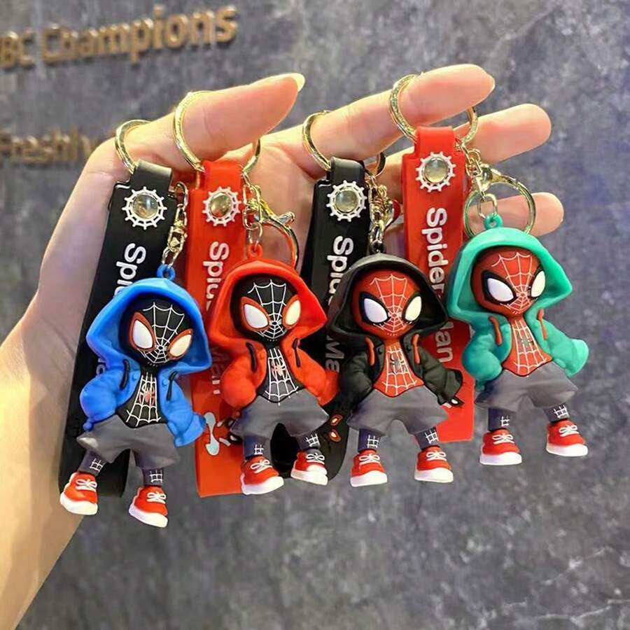 Disney 1pc Spider-Man Soft Rubber Keychain, Suitable For Backpack And Bag Decoration, Perfect Anime Accessory, Must-Have For Marvel Fans, Perfect Party Gift, Fan Holiday Gift - Multicolor - View 1