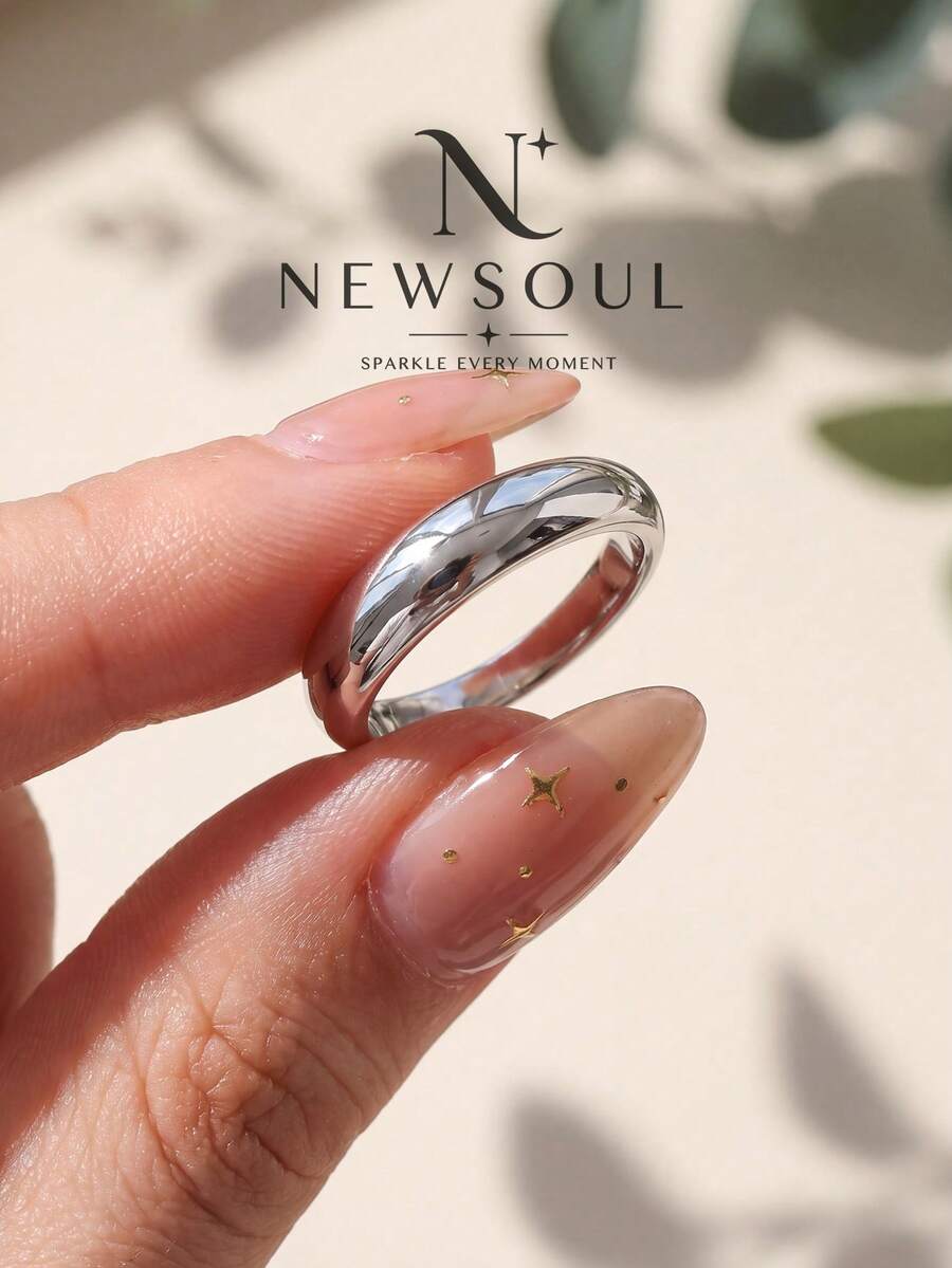 1件極簡純色可疊戴戒指，S Jewelry 女款禮物，適合日常配戴、約會，優雅禮品，適用於新年、情人節