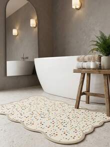 1PC Rice Bottom Colorful Polka Dot & Scattered Pattern Modern Minimalist Playful Area Rug, Fresh & Lively Style Faux Cashmere Asymmetrical Wavy Edge Rectangular Full Coverage Red Yellow Blue Green Pink Polka Dots & Wave Edge Details Machine Washable Carpet, Suitable For Living Room Bedroom Balcony, All Season Home Decor - Multicolor - View 6