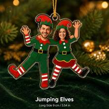 1pc Personalized Couple Christmas Ornament, Fun Custom Face Photo Ball, Acrylic Santa Claus Elf Holiday Keepsake, Couple Gift, Christmas Tree Decoration, Christmas Gift - Multicolor - View 11