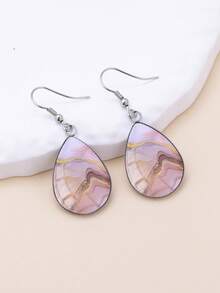 YUJUGLOW 1 Pasang Anting-Anting Tetesan Air Motif Pasir Hisap Merah Muda Abstrak dari Baja Tahan Karat 316 untuk Pemakaian Sehari-hari Wanita - Baby Pink - View 6