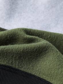 Men's Spring/Autumn Colorblock Pullover Sweatshirt, Regular Crew Neck Fit, Suitable For Daily Wear - Black - View 9