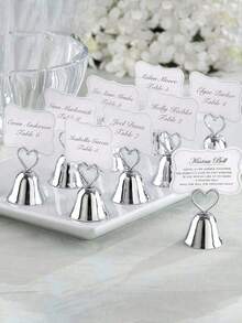1/8pcs Creative Metal Business Card Holder With Heart Bell Metal Photo Clip, Wedding/Valentine's Day Table Decor, Memo And Postcard Display Stand, Suitable For Wedding, Birthday Party, Hotel, Office, Restaurant Menu, Table Number Card, Etc. - Multiple Styles - View 1