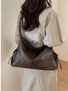 Women's New Autumn/Winter Large Capacity Shoulder Tote Commuter Bag - Coffee Brown - View 4