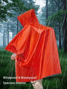1pc Emergency Heat Reflective Rain Poncho, Outdoor Hiking Gear - Multicolor - View 2