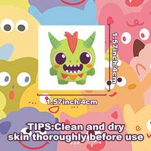 FTVLTAT 20pcs Cute Cartoon Monster Temporary Tattoo Stickers - Designed For Adults, Creative Monster Body Art Stickers, Waterproof Fake Tattoos, Suitable For Arms, Face And Hands; Perfect Gift For Music Festivals And Theme Parties, Essential Item For Summer Beach Vacations - Multicolor - View 9