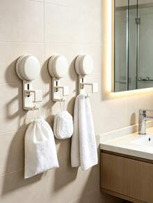 Suction Cup Drill-Free Wash Basin Hook, Wall-Mounted Adjustable Basin Storage Rack, Bathroom Hanging Basin Organizer, Suitable For Wash Basins And Folding Basins. Knob Lock Suction Adhesion Securely, Height Can Be Adjusted Freely, Removable And Relocatable Without Leaving Residue, Installable On Smooth Walls Like Tiles, Free Up Countertop Space, Say Goodbye To Bathroom Clutter, Multi-Scenario Use In Bathrooms, Toilets, Balconies, Suitable For Renters And Homeowners, Minimalist Design Fits Various Home Decor. - Multicolor - View 2