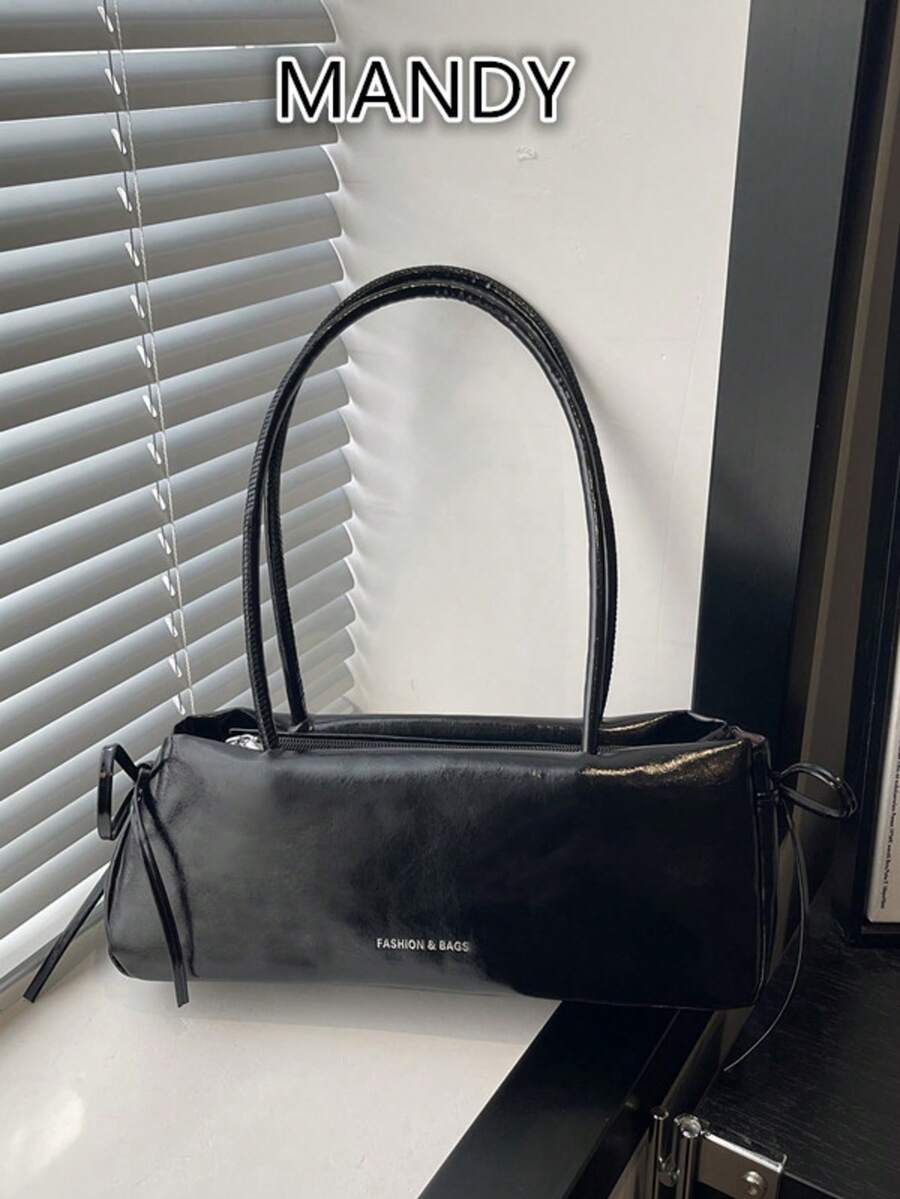 Tas Bahu Kecil Wanita yang Mengkilap, Modis, dan Serbaguna dengan Pita, Ringan, Minimalis, Warna Polos, Tas Ketiak dengan Detail Kerut, Cocok untuk Penggunaan Sehari-hari, Kasual, Perjalanan, Kerja, Liburan, dan Pelajar