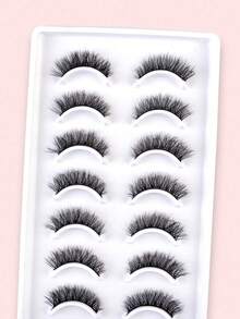 10 Pairs Crisscross 14mm Long False Eyelashes - Black - View 6