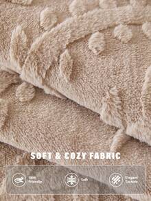 1PC Thick Faux Rabbit Fur Sofa Cover, Cozy All‑Season 3D Leaf Floral Embossed Plush Couch Protector, Non‑Slip Machine Washable Pet Friendly Sofa Cushion Mat For Living Room Home Decor - Khaki - View 4