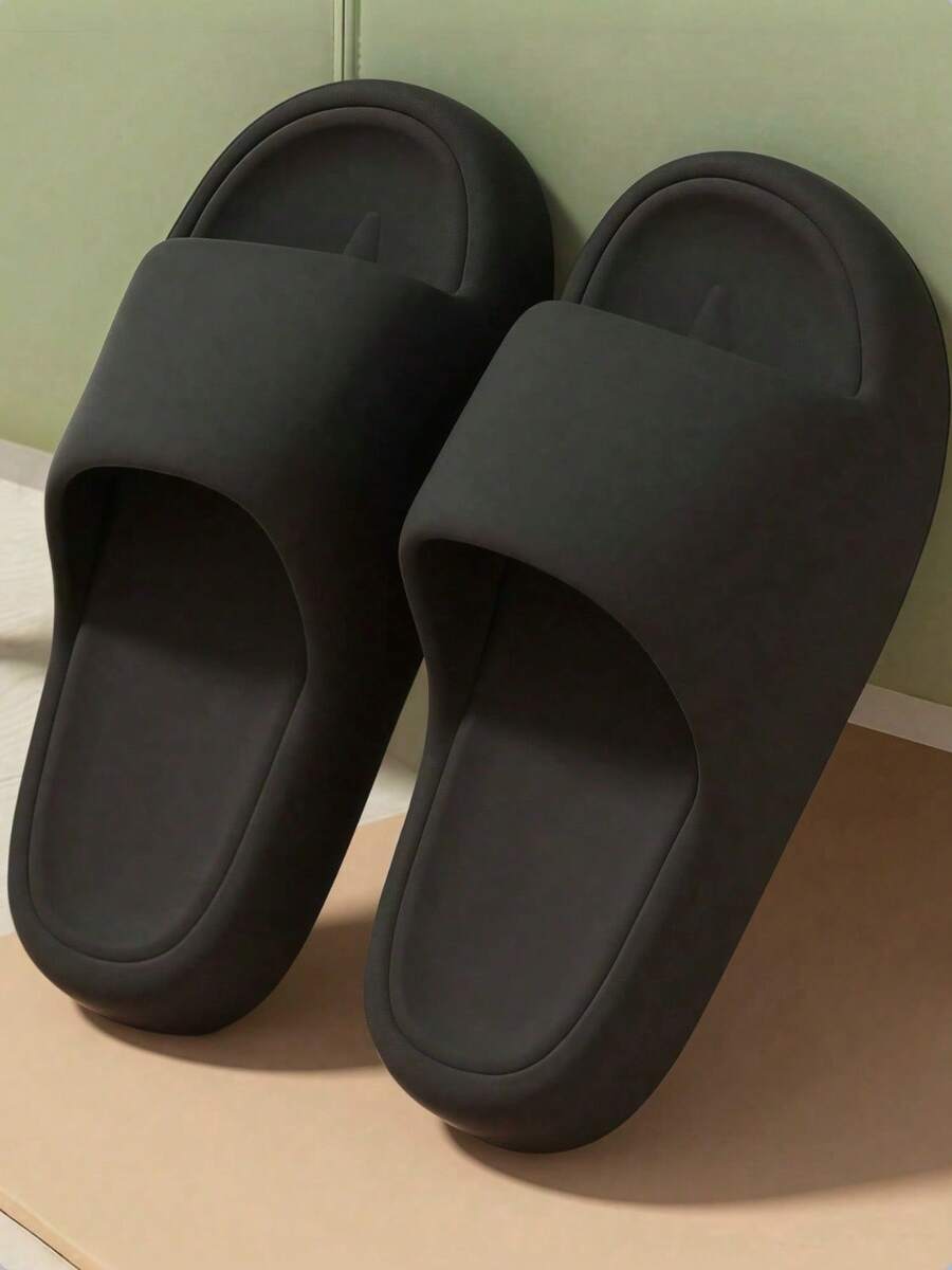 春夏簡約百搭厚底涼鞋,舒適鞋底適合長時間穿著不疲勞,易於清潔,適用於室內外,中性情侶款,生日與喬遷禮物 - 黑色 - 查看 1