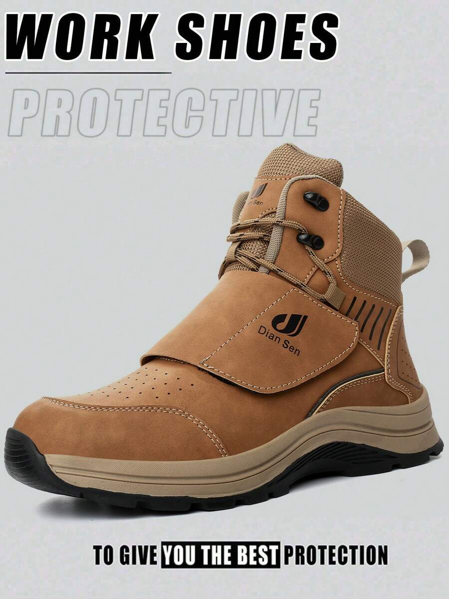 Unisex High-Top Hiking Boots, Breathable And Comfortable Upper, Durable Outsole, Steel Toe Design, Suitable For Outdoor Hiking, Walking, Camping, Travel - Brown - View 1