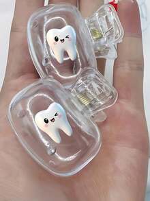 快樂牙齒造型牙刷架，創意3D列印笑臉設計，浴室收納盒，牙刷與牙膏收納架，浴室檯面丁香紫風格盥洗用品收納架 - 均碼 - 查看 6