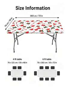 1pc Christmas Element Elastic Band Elastic Edge, Rectangular Design, Anti-Slip Elastic, Waterproof, Oil-Proof, Scratch-Resistant, Suitable For Dining Table, Folding Table, Kitchen, Party, Picnic, Camping And Home Decor. - Multicolor - View 3