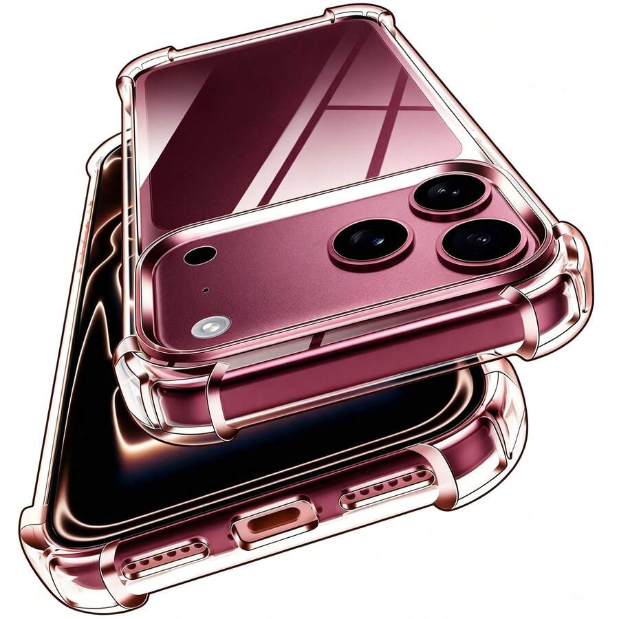Transparent Four-Corner Anti-Fall Non-Yellowing Soft Case Compatible With IPhone 18 Pro 18 Pro Max, Anti-Fall Anti-Shock Clear Phone Case Suitable For IPhone 17 Pro Max 16 Pro Max 17e 16e 15 13 14 Plus 11 12 Mini XS Max XR - Clear - View 1