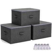 3pcs Clothing Storage Box, Home Large Capacity Wardrobe, Clothes And Blankets Layered Sorting Box, Storage Basket Artifact, Suitable For Bed Sheets, Underwear, Desktop Sorting, Under-Bed - Dark Grey - View 3