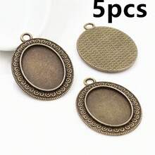 5pcs 18x25mm Inner Size Oval Alloy Pendant Cabochons Blank Base Setting Bezel Tray DIY Jewelry Making Accessories Findings - 18x25mm - View 21