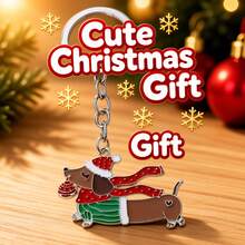 Christmas Dachshund Keychain Gift Set, Enamel Dog Key Ring With Metal Gift Tin & Shredded Paper Filler, Festive Holiday Charm For Backpack, Handbag, Keys & Gifts - View 7
