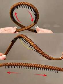 1/3pcs Fabric Wrapped Serrated Headband, Anti‑Slip Teeth Hair Hoop, Solid Color Non‑Slip Headband For Women Daily Makeup Washing Face Hair Accessory - Multicolor - View 4