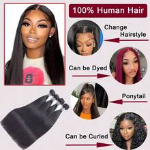 Straight Bundles Human Hair 12 14 16 Inch Human Hair Bundles 100% Human Hair Straight Weave Bundle Human Hair Bundles Real Natural Hair Extensions - Natural Black - View 3