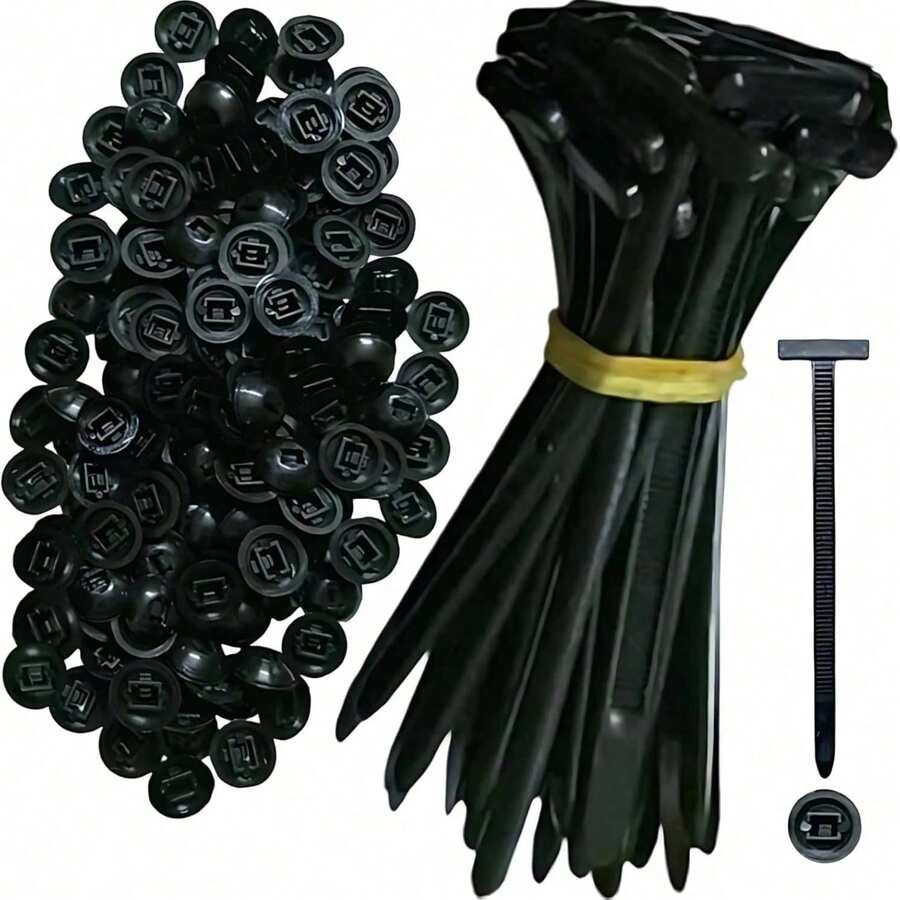 50/100pcs Heavy Duty Nylon Cable Ties With Lock, Self-Locking Zip Tie, Plastic Cable Tie Mounts With Nail And Button Design, For Automotive Underbody, Bumper, Trunk Cover, Daily Cable Tie Fixing Material