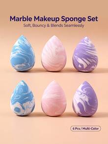 6Pcs Multicolor Makeup Sponge Set,Wet&Dry Dual‑Use Sponge For Foundation, Concealer,Reusable Easy‑To‑Clean Makeup Tools - Multicolor - View 4