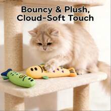 1pc Catnip Linen Fish Cat Toy, Self-Play Boredom Relief Chew Toy With Bell Sound, 3 Colors Available, Suitable For Indoor Play For Kittens - A - View 10