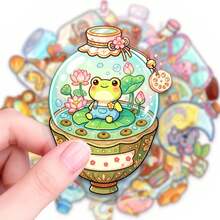 50pcs Cute Cartoon Wish Bottle PET Stickers, Diverse Designs, Enhance Thinking And Creative Action Ability, Art Supplies, Children Sticker Toys - Multicolor - View 4