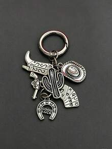 Western Cowboy Style Cowboy Hat, Boots, Gun, Horseshoe Pendant Keychain, Personalized Fashion Versatile Bag Charm, Car Key Chain Pendant - Multicolor - View 5