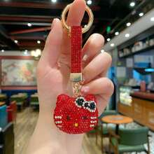 Hasbro New Double-Sided Rhinestone Cute KT Cat Keychain Pendant, Premium Girls Bag Charm, Car Decor Hanging Ornament - One Size - View 9