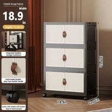 Children's Foldable Wardrobe Large Capacity Living Room Snack Toy Storage Cabinet Plastic Bedroom Floor Bedside Storage Cabinet - Black - View 13