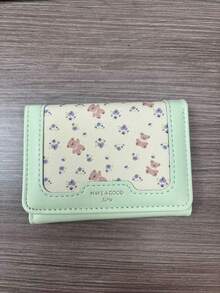 New Floral Bear Wallet, Sweet Card Holder, Minimalist Portable Student Women Gift, Korean Style Small Purse - Multicolor - View 10