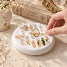 French Vintage Style Handmade Plaster Ring Holder Tray Ins Blogger Jewelry Storage Decorative Ring Dish Ring Slot Display Stand - Multicolor - View 1