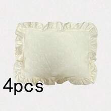 1/2/4pcs Heart Embossed Rectangular Placemats With Lotus Leaf Ruffle Edge, Cream Color, Heat-Insulating Dining Table Mats For Home, Girly Style, Photo Props - Multicolor - View 10