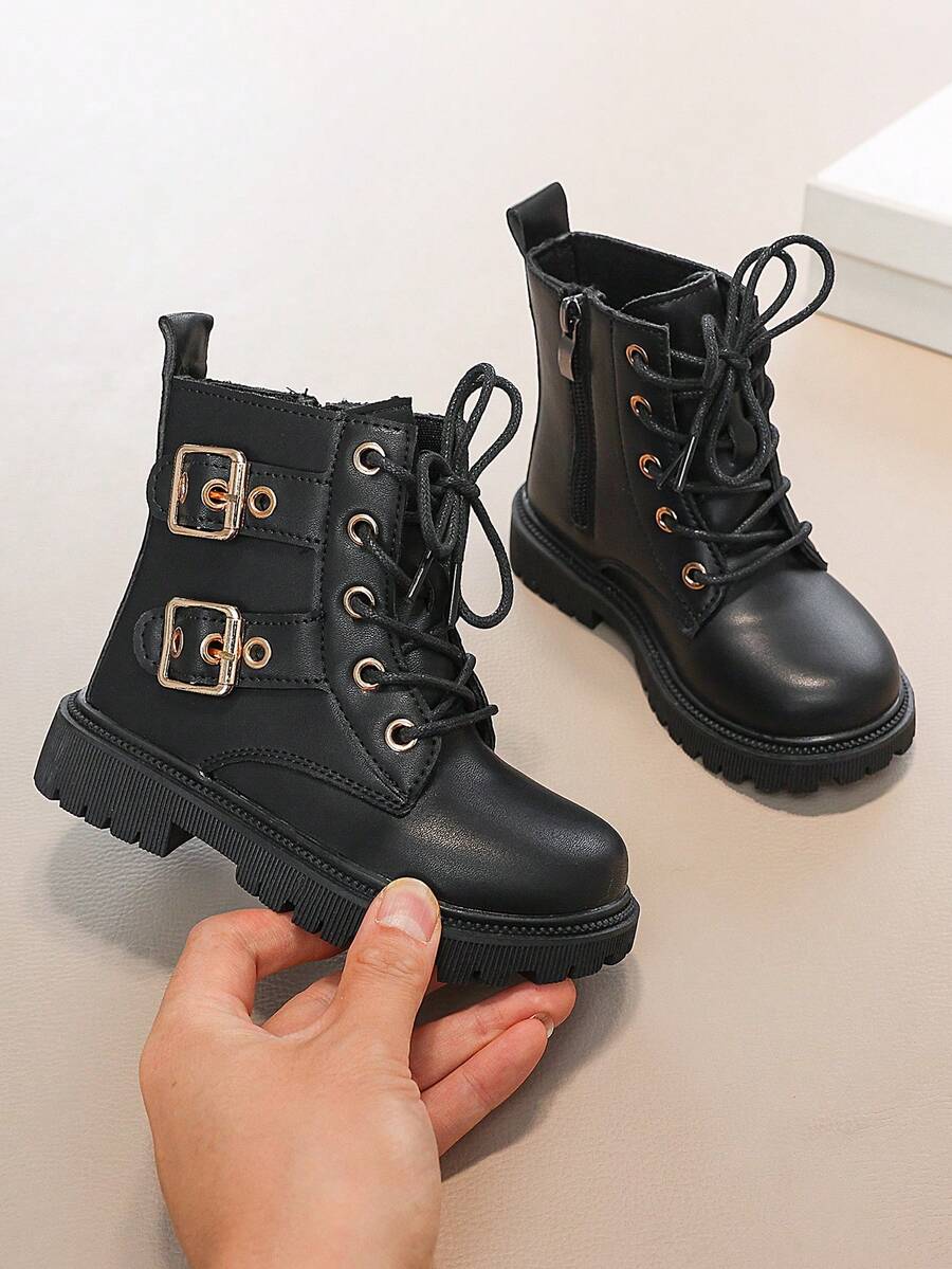 Girls' Ankle Boots, Thick Sole, Anti-Slip, Autumn/Winter - Black - View 1