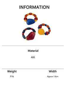 3pcs/Set Multi-Asymmetrical Bead Rings, Color-Block Layered Colorful Beaded Finger Rings - Multicolor - View 6
