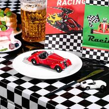 Racing Theme Disposable Tablecloth - Black & White Checkered, Suitable For Parties, Weddings, Birthdays Etc. - Durable PE Plastic, 54" X 108", Party Decoration (1PC/4PCS) - Black and White - View 8