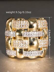 1pc Fashion Cubic Zirconia Ring For Women, Wedding Engagement Party Jewelry, Valentine's Day Gift - 1# - View 7