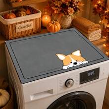 Luckybutterfly Cute Corgi Dog Print Washing Machine Top Cover Mat, Non‑Slip Waterproof Dust‑Proof Washer Dryer Protective Pad Laundry Room Decor - Puppy - View 3