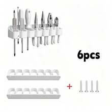 1/2pcs Wall-Mounted Tool Storage Rack - Metal Garage Tool Rack For Screwdrivers And Pliers - Space-Saving Workshop Tool Storage Rack (7 Holes/10 Holes Including 2/4 Screws) - Multicolor - View 10