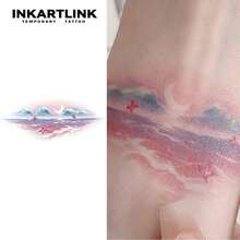 INKARTLINK 1PC Dreamy Macaron Moonlight Ocean Butterfly Temporary Tattoo Sticker, Waterproof Body Art Tattoo Sticker, Lasts 2-5 Days, Water Transfer Color Tattoo Sticker, Suitable For Men And Women, Essential For People, Party Essential Decoration, Festival Celebration Body Decoration - Black - View 2