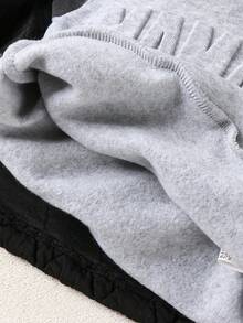 Bhchntiy Baby Boy Autumn/Winter New "Mom's Boy" Letter Embossed Solid Color Hoodie, Solid Color Vest And Long Pants Casual Fashion Set - Grey - View 6