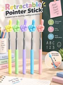 1pc Retractable Pointer Finger Reading Stick, Telescopic Finger Pointer Teaching Tool, Teacher's Pointer Pen For Reading, Blackboard, Piano, Home Use - Blue - View 10
