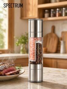 Double-Ended Pepper Grinder With Coarse/Fine Adjustment-Stainless Steel Manual Kitchen Seasoning Shaker, Perfect For Picnics And Steak-A Great Kitchen Helper - one size fits all - View 1
