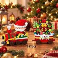 2pcs/6pcs/400+Pcs, Christmas Theme Train Building Blocks Set, Micro Particle Building Blocks, Christmas Building Blocks Kit, Adult Building Blocks Set, Christmas Wreath Building Blocks, Holiday Advent Calendar Building Blocks, Christmas Gift - Christmas Toy Train - View 14