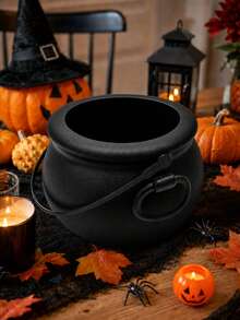 1pc/6pcs Halloween Witch Cauldron, Black Large Size With Handle Pot Bucket, Halloween Party Supplies, Home Decor, Indoor/Outdoor Halloween Decoration - Multicolor - View 5